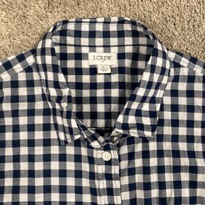 J. Crew Factory navy white gingham button down Large